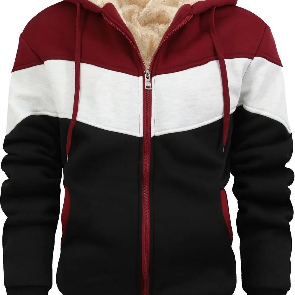 Men's Winter Fleece Jacket Sherpa Lined Hoodie Warm Thick Outerwear Cozy